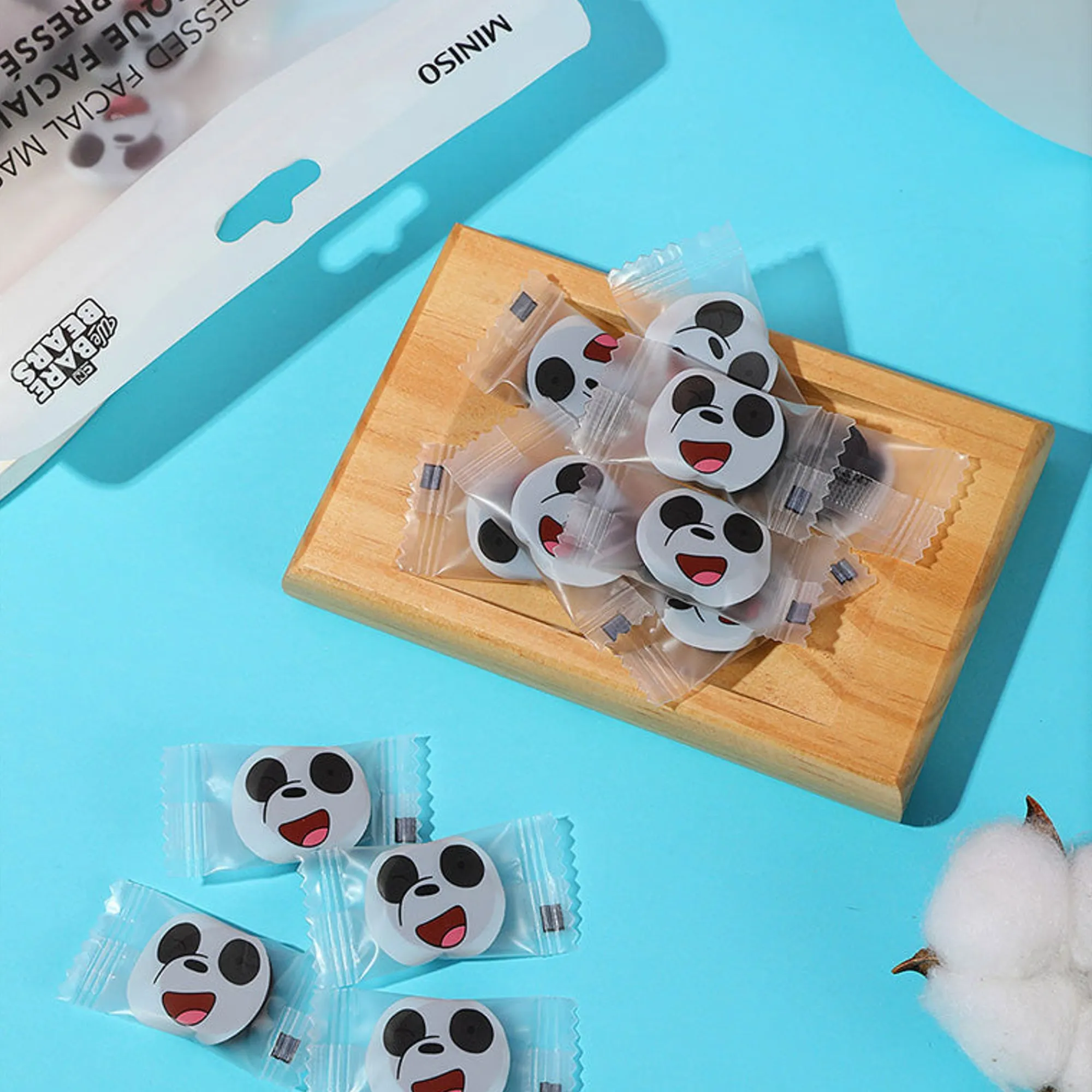 40 Maschere Facciali Nere Di We Bare Bears*MINISO Hot
