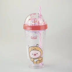 Borraccia Gigi Rosa Con Cannuccia (420Ml)*MINISO Sale