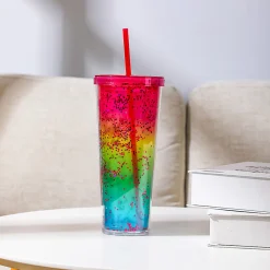 Borraccia Xl In Plastica Con Cannuccia Rainbow*MINISO Outlet