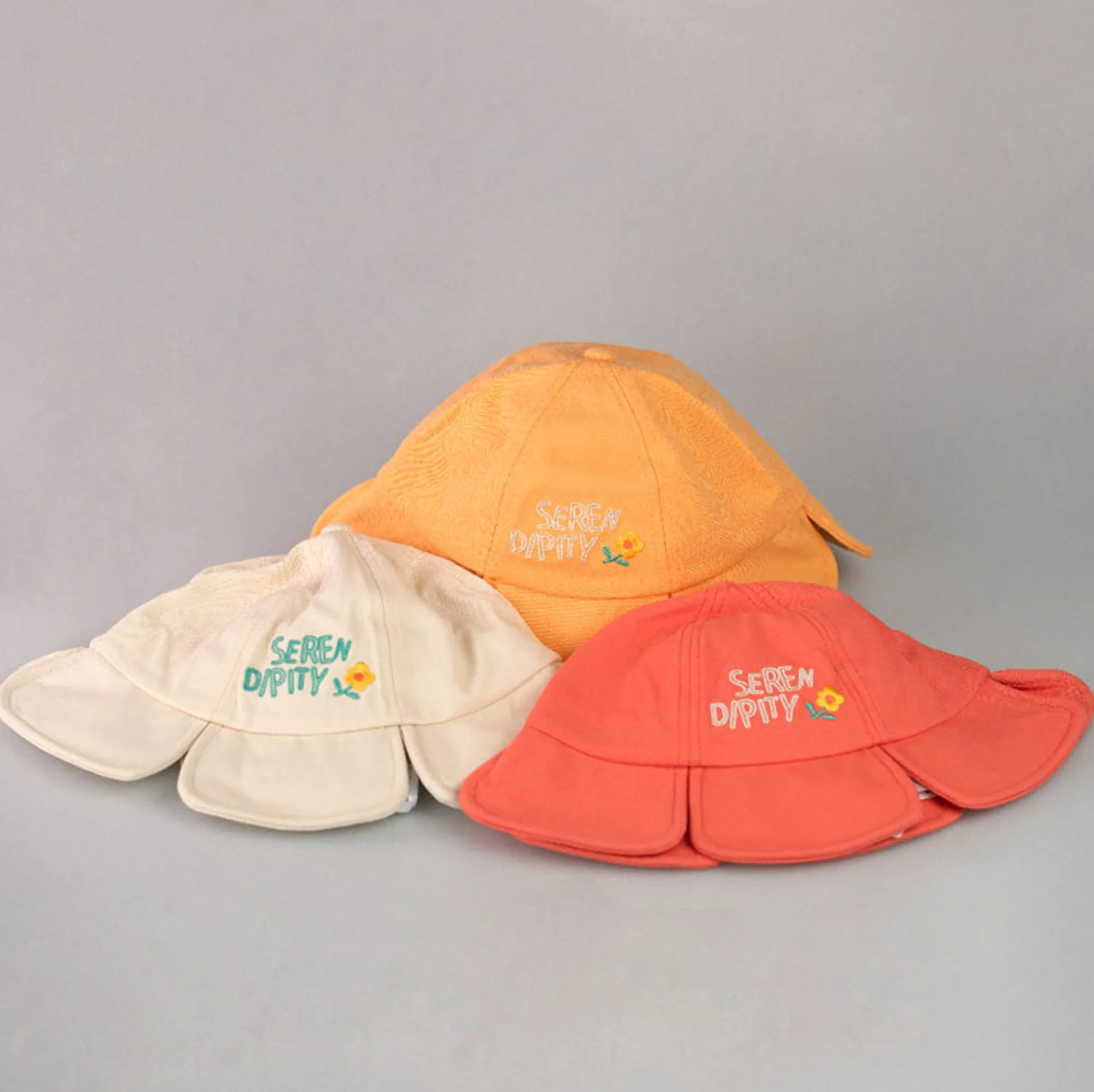Kids Bucket Hat A Forma Di Fiore Color Corallo*MINISO Clearance
