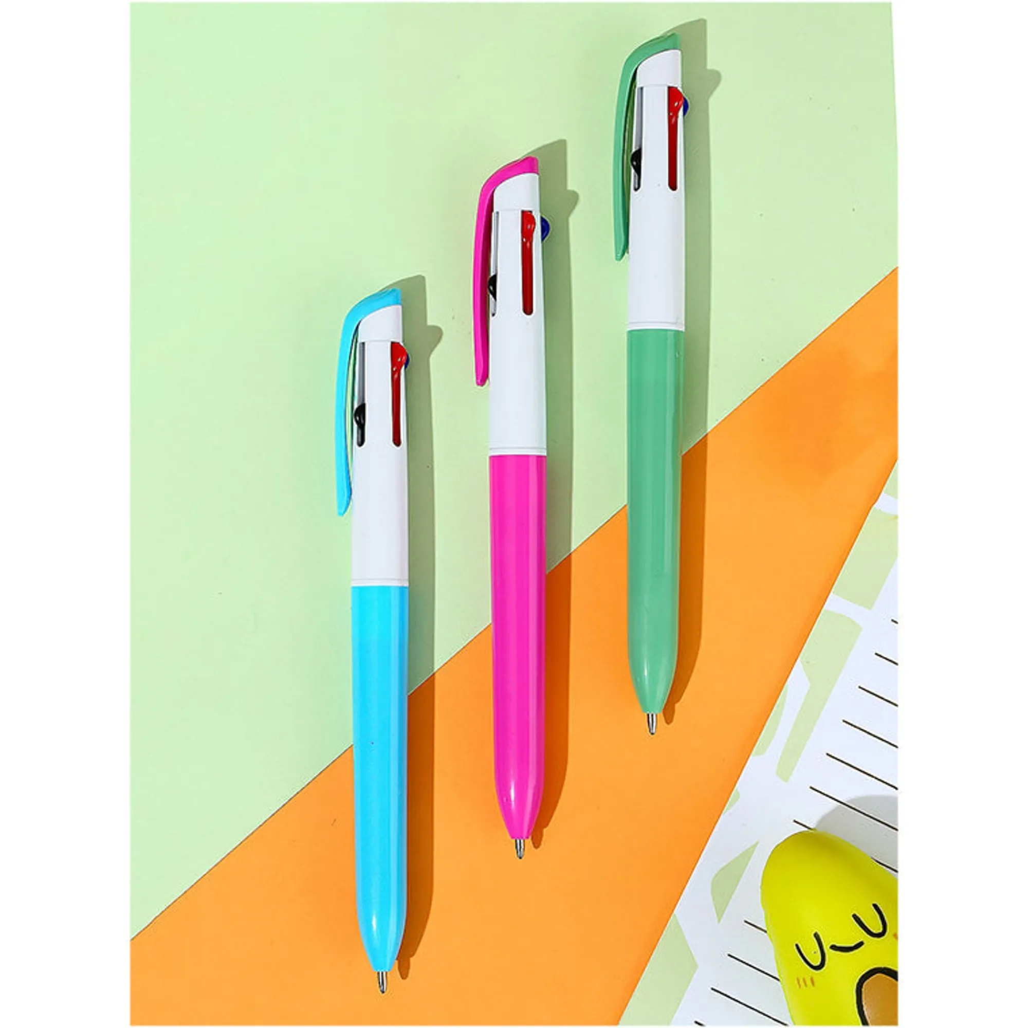 Penna Con 4 Colori Impugnatura Rosa*MINISO New