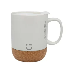 Tazza Bianca Con Coperchio E Base In Sughero*MINISO