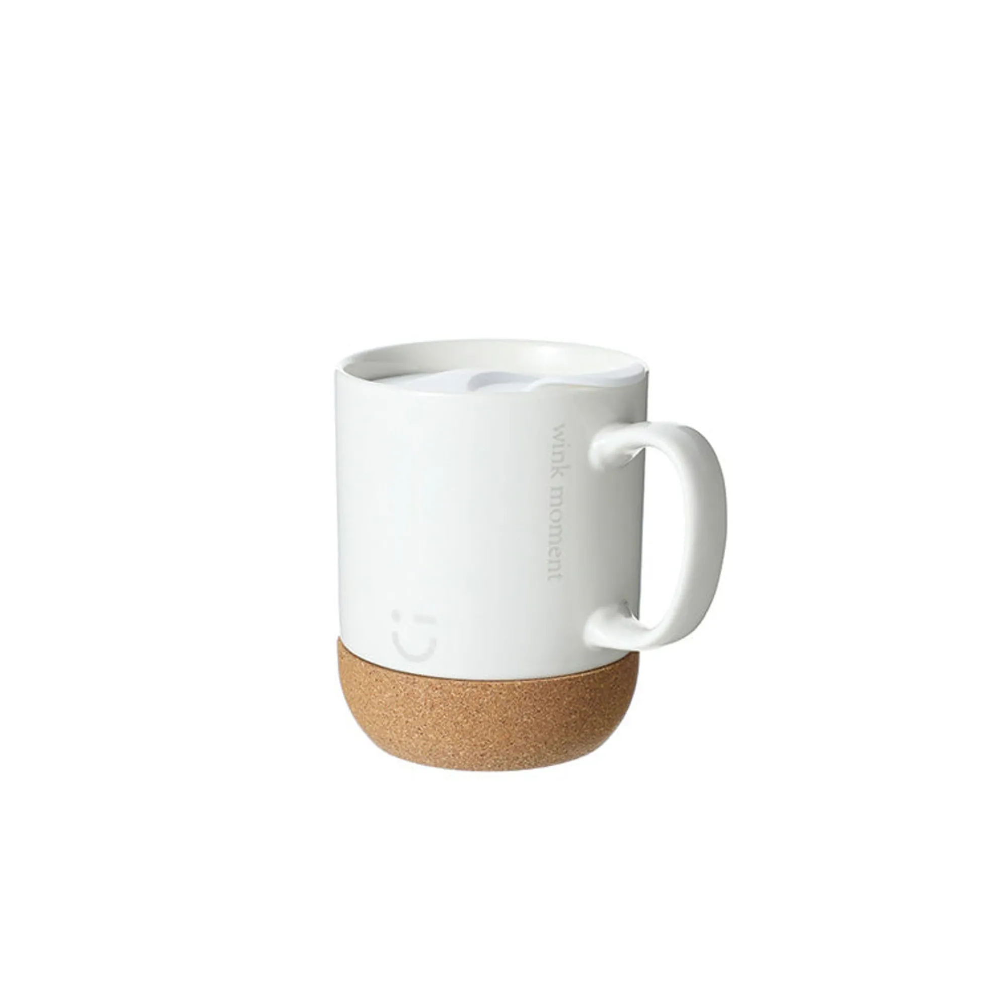 Tazza Bianca Con Coperchio E Base In Sughero*MINISO