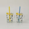 Tazza In Vetro Con Cannuccia - Minions (1Pz) (400Ml)*MINISO