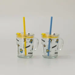 Tazza In Vetro Con Cannuccia - Minions (1Pz) (400Ml)*MINISO
