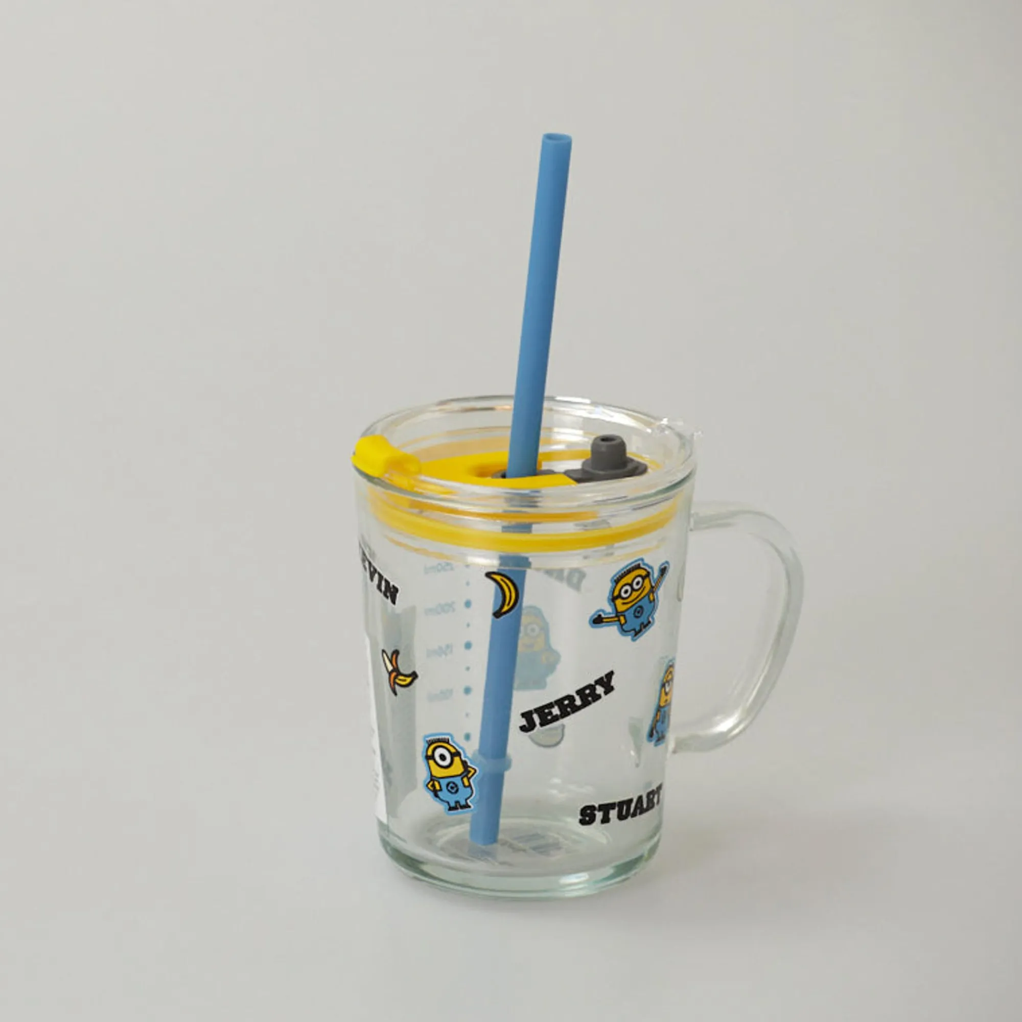 Tazza In Vetro Con Cannuccia - Minions (1Pz) (400Ml)*MINISO New